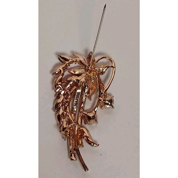 Napier Gold Tone Brooch Pin Ruby Red Pink Cascading Rhinestone - Picture 6 of 11